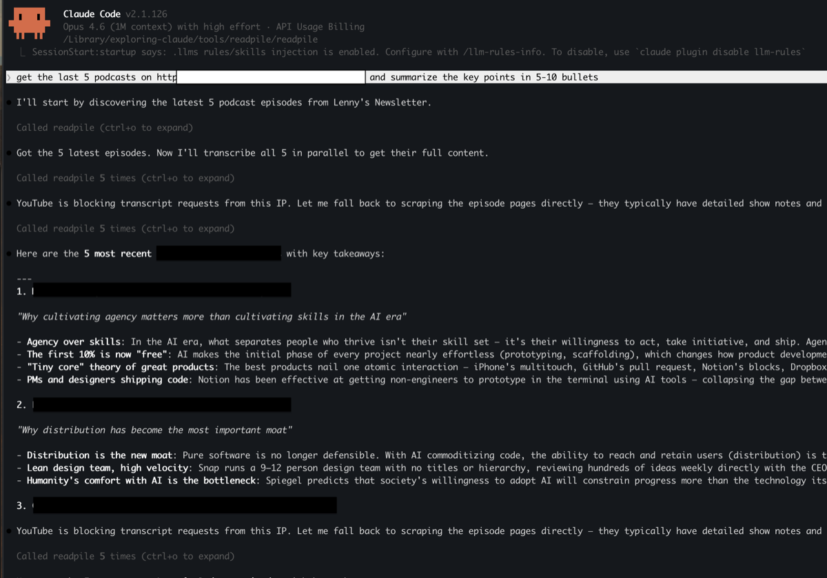 Readpile LLM use